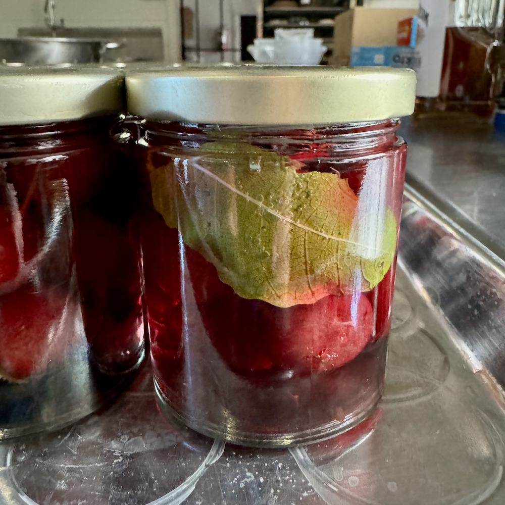 Cherries with Fig Leaves